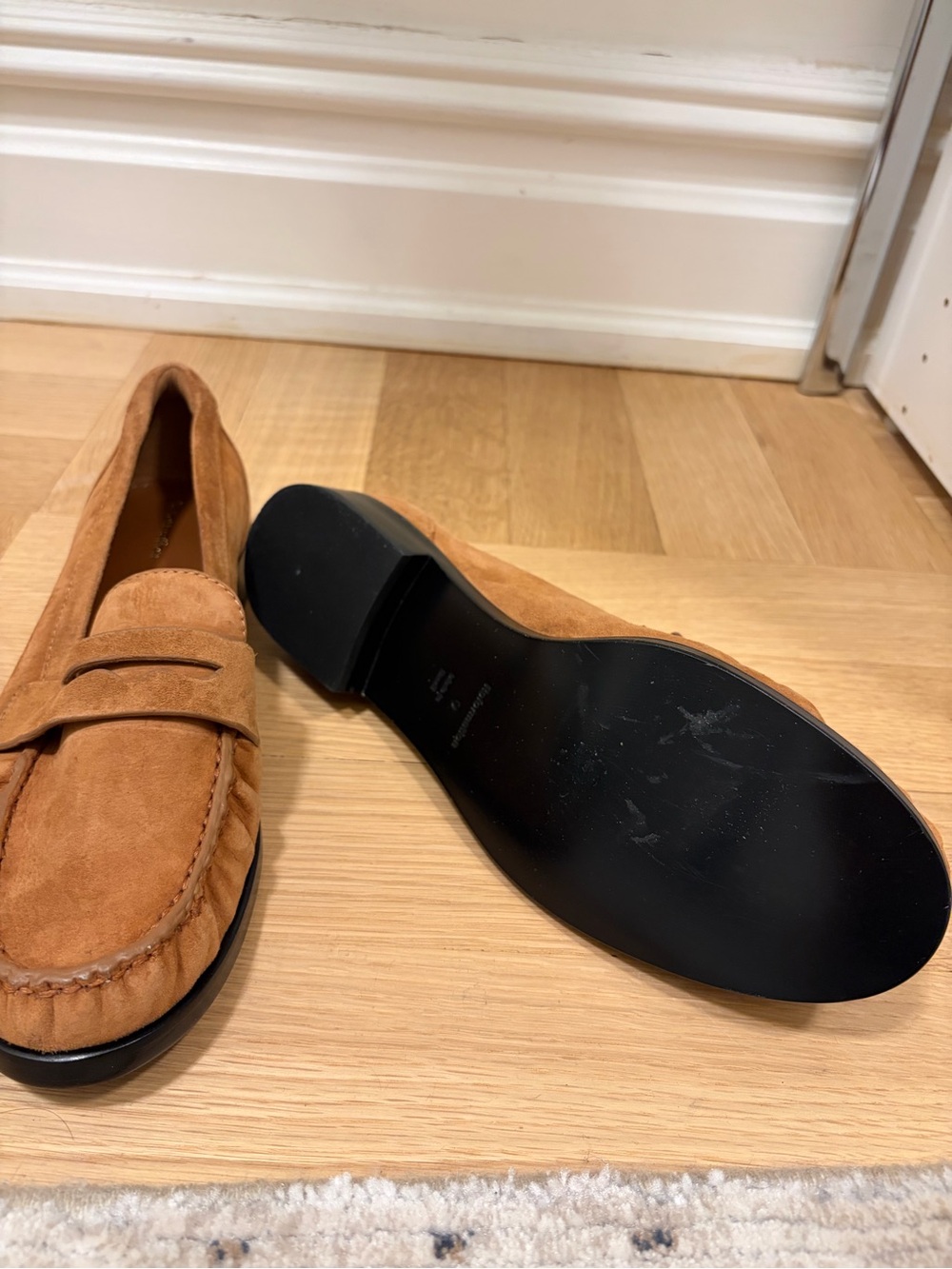 Reformation Suede Penny Loafers in Brown - Picture 8 of 8